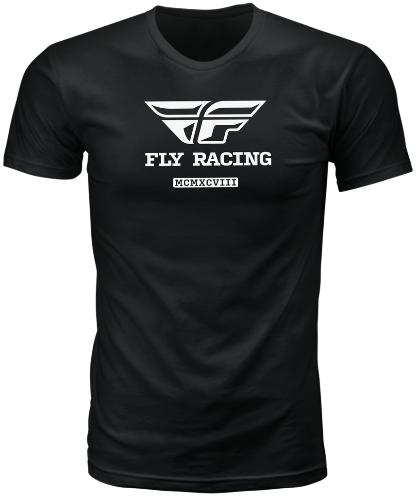 Fly Racing Fly Evolution Tee in black, XL size, showing the casual fitted black T-shirt with subtle branding details.