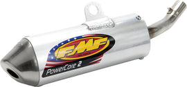 FMF Racing Powercore II Silencer exhaust for motorcycles, shown in black with mounting hardware visible.