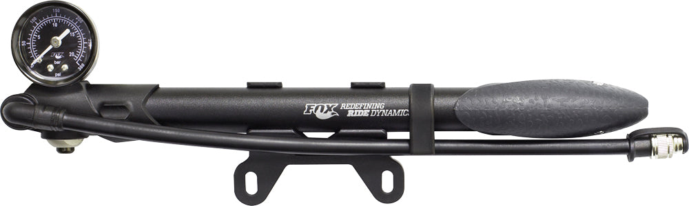 Fox dual stage air pump with bleed valve, 300psi, tools for inflating and deflating tires or inflatables.