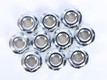 Load image into Gallery viewer, Chrome Gardner-Westcott flange nut, hardware fastener, 10-pack, used for secure fittings and mechanical applications