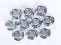 Chrome Gardner-Westcott flange nut, hardware fastener, 10-pack, used for secure fittings and mechanical applications