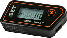 Load image into Gallery viewer, GET Hour Meter 68-45298 gauge showing digital display and mounting bracket for industrial or machinery use