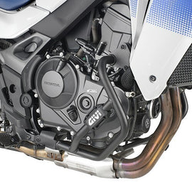 GIVI engine guards lower black HON 270-6590 for motorcycle protection, shown on a bike body with close-up view