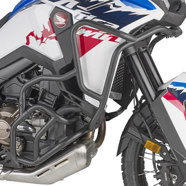 GIVI engine guards upper black HON 270-6701, motorcycle protective braces on a motorcycle engine for safety and style.