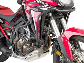 GIVI engine guards upper HON 270-6555, protective braces for motorcycle engine, black metal with mounting brackets.