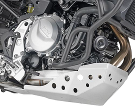 GIVI skid plate guard for BMW motorcycles, showing a durable protective brace with mounting hardware and a black finish.