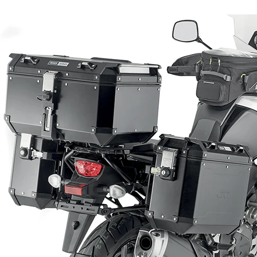 GIVI Outback side case hardware and fasteners for Suzuki motorcycles, including fittings and mounting components.
