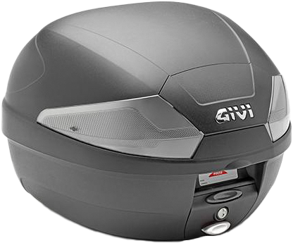 GIVI B29nt2 top case with smoke lens, 29L luggage storage, mounted on motorcycle rear rack, durable GIVI motorcycle accessories