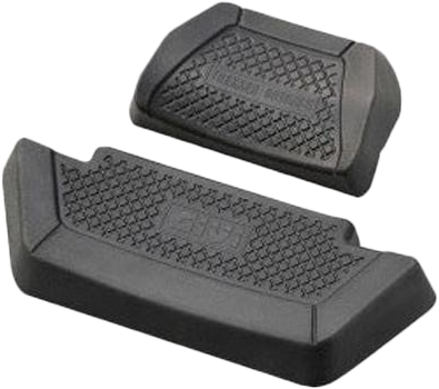 GIVI Dolomiti luggage backrest pad in black for 30L and 46L cases, shown attached to the black GIVI Dolomiti case.