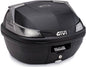 GIVI Blade Top Case 37L motorcycle luggage with smoke lens, measuring 19.5x16.9x12.5 inches, durable and secure for travel.