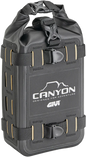 GIVI Canyon Adv Cargo Bag 4L black luggage mounted on motorcycle engine guard, designed for tail storage and adventure riding.