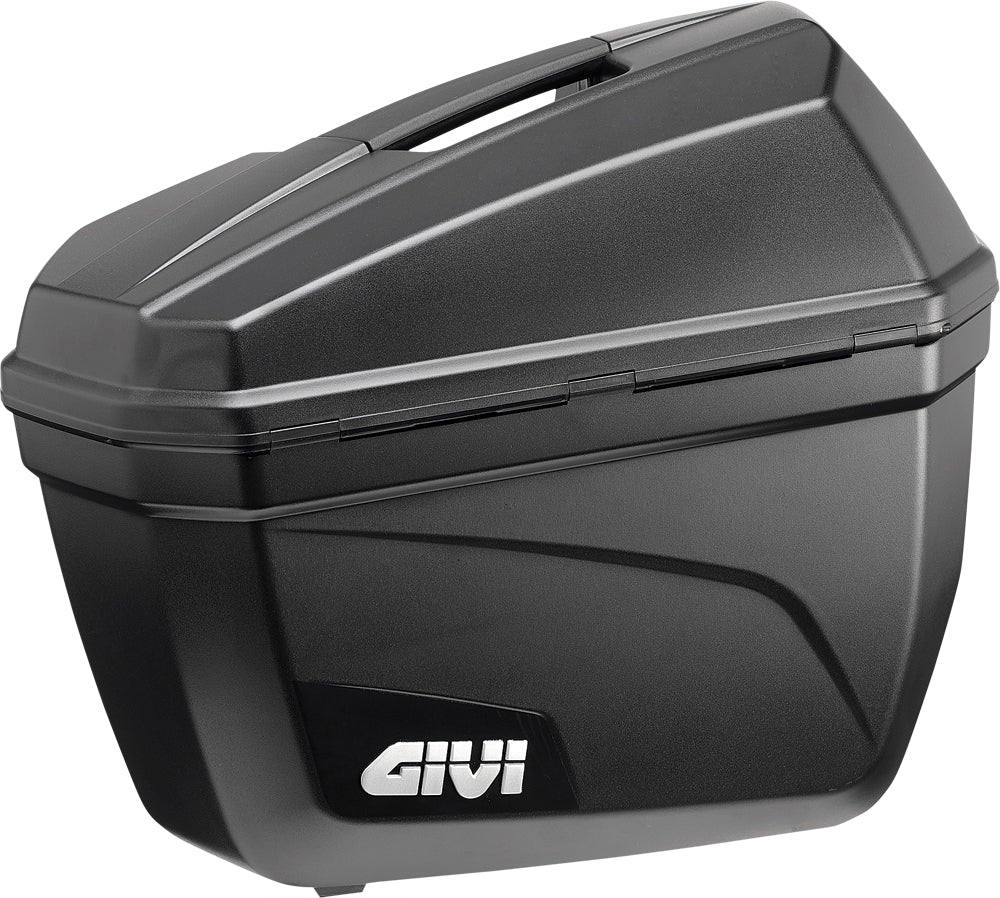 Pair of GIVI Cruiser side cases, 22L luggage with black hard-shell design and silver accents, mounted on motorcycle side racks.