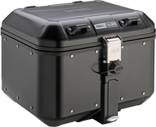 Load image into Gallery viewer, GIVI Dolomiti Monokey top case in black, 46L luggage for motorcycles, mounted on a bike for secure storage.