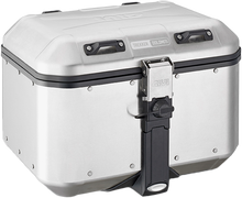 Load image into Gallery viewer, GIVI Dolomiti Monokey top case in silver, 46L luggage for motorcycles, mounted on bike with key lock and mounting hardware