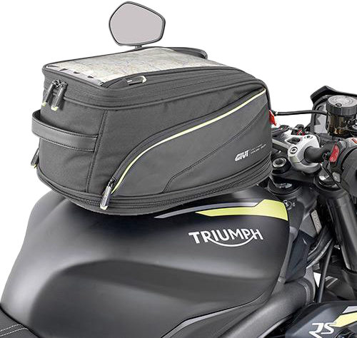 GIVI Tanklock 26L motorcycle tank bag with secure mounting system, black luggage bag for motorbike storage.