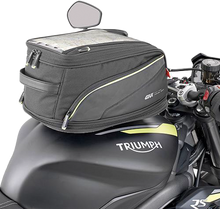 Load image into Gallery viewer, GIVI Tanklock 26L motorcycle tank bag with secure mounting system, black luggage bag for motorbike storage.
