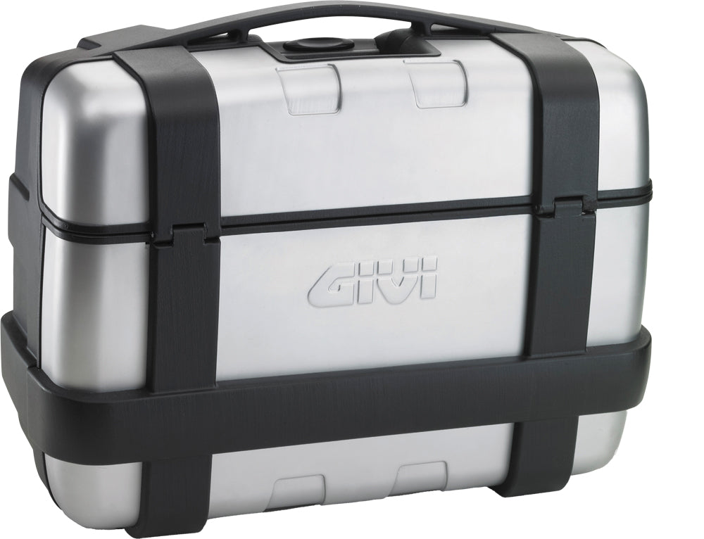 GIVI Trekker side case for motorcycle luggage, 33L capacity, black hard shell with mounting brackets, 20.7x9.5x16.2 inches