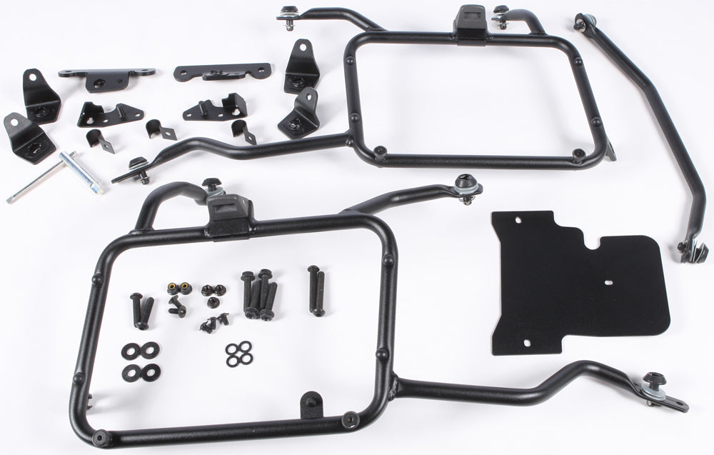 GIVI Rapid Release Sideframe Mounting Hardware for BMW motorcycles, showing black brackets and mounting components.