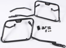 Load image into Gallery viewer, GIVI side case hardware mount brackets for motorcycle luggage, shown in black with mounting components and screws.