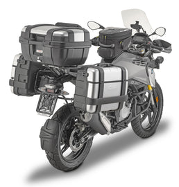 GIVI side case hardware mount brackets for motorcycle side cases, model 270-6385, in black metal with mounting clips.
