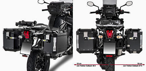 GIVI Outback side case hardware mount brackets for motorcycle luggage, showing metal brackets and mounting components.