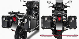 GIVI Outback side case hardware mounts and brackets for motorcycle luggage, featuring durable metal construction.