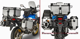 GIVI Outback side case hardware mount brackets for motorcycle luggage, durable metal brackets with mounting points.