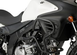 GIVI engine guards 270-6452 installed on motorcycle engine, durable black protective metal for engine safety and style