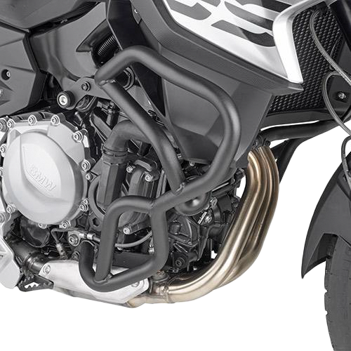 Black GIVI engine guards for BMW motorcycle, model 270-6126, providing protection and style for engine components.