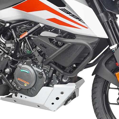Black GIVI engine guards designed for KTM 270 motorcycle, providing protection and a rugged look.