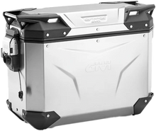 Load image into Gallery viewer, GIVI Outback Evo Smart Case 37L in silver, designed for right side motorcycle storage, featuring durable outdoor protection.