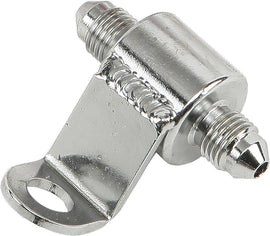 Goodridge chrome rear brake light tee with bracket, compatible with motorcycle braking systems, showing the chrome finish and mounting bracket.