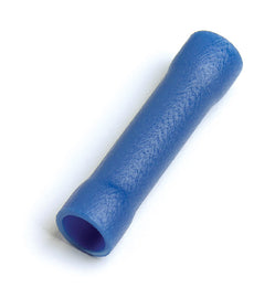 Grote electrical butt connector for 16-14 gauge wires, shown in a pack of 100, with metal crimping ends for secure connections.