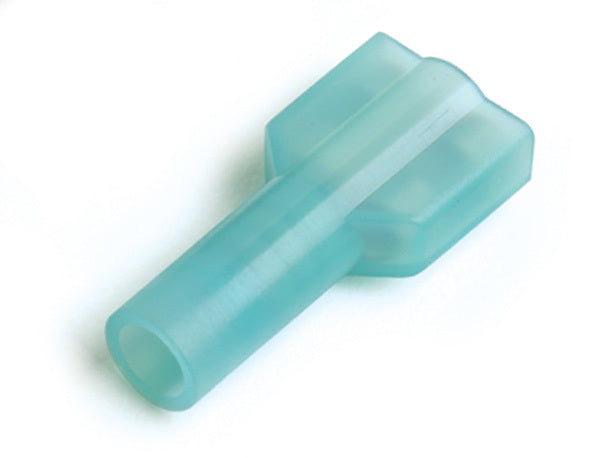 Grote female electrical terminal 16-14 gauge, 50-pack, showing metal crimped connector with plastic insulation for wiring applications.