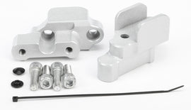 Silver HeliBars handlebar risers for BMW motorcycles, designed to improve riding comfort and stability.