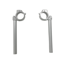 Load image into Gallery viewer, Silver HeliBars replacement handlebars for Suzuki motorcycles, featuring durable construction and ergonomic design.