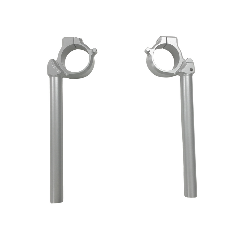 Silver HeliBars replacement handlebars for Suzuki motorcycles, durable and lightweight hand controls for enhanced riding comfort.