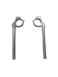 Silver HeliBars replacement handlebars for Yamaha motorcycles, designed for comfort and durability.