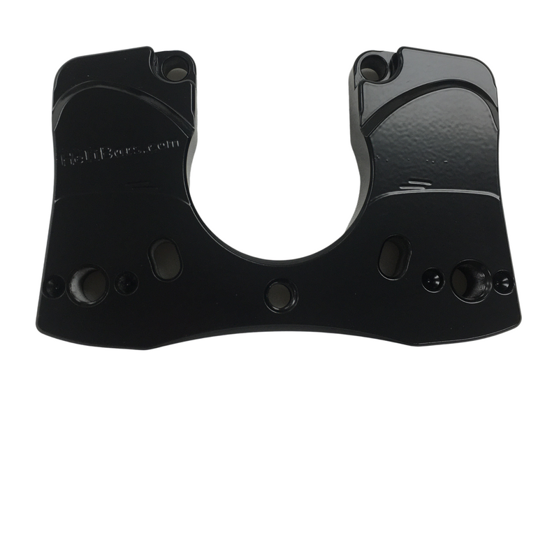 Black HeliBars Handlebar Bridge Riser for Yamaha motorcycles, showcasing the sturdy riser with detailed design.