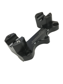 Black HeliBars handlebar riser for Kawasaki motorcycles, providing adjustable support and enhanced riding comfort.