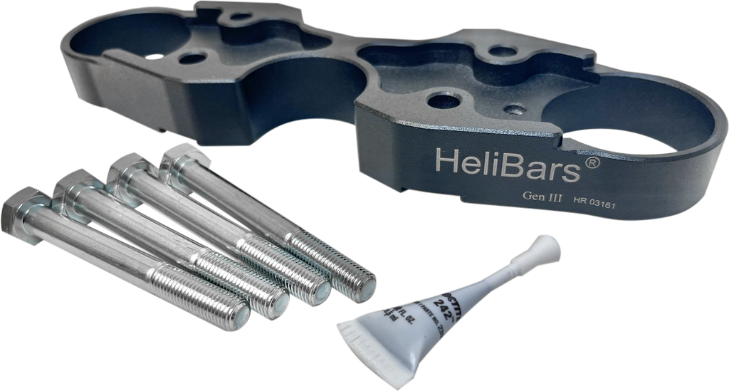 HeliBars black handlebar risers for Suzuki motorcycle, providing added comfort and improved riding position.