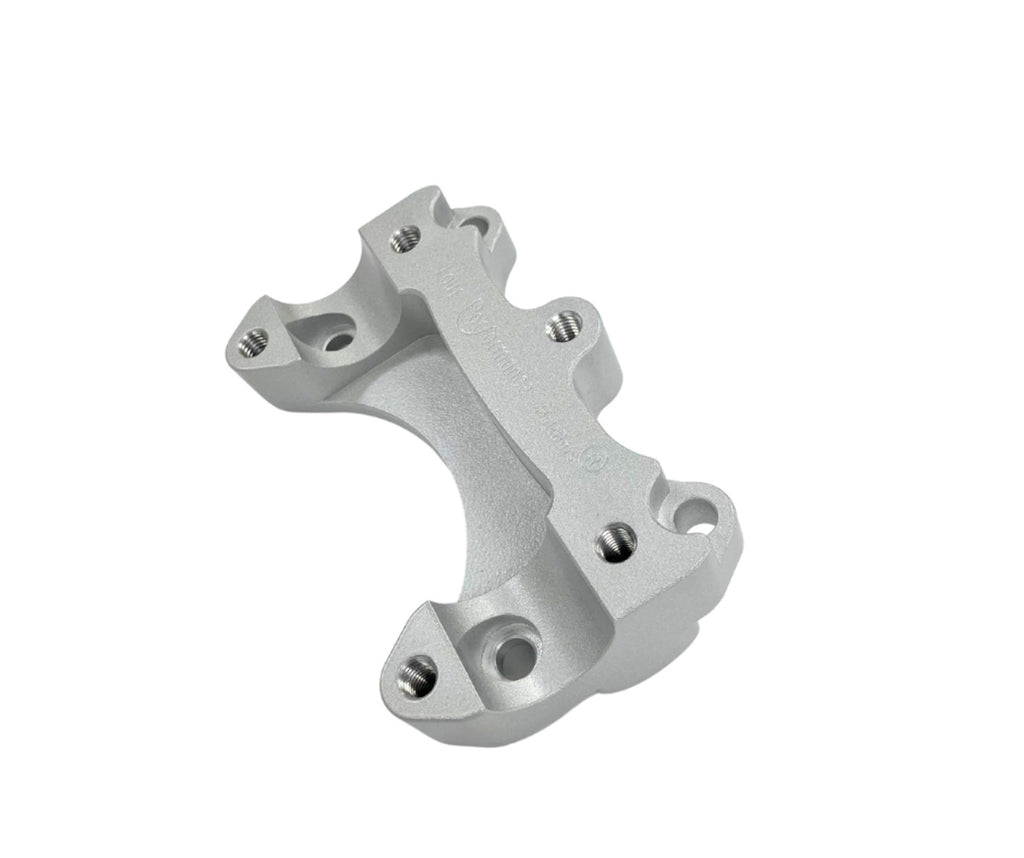 Silver HeliBars handlebar risers with RAM ball mount for motorcycles, providing added comfort and customizable positioning.