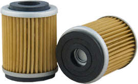 Hiflofiltro Oil Filter 550-0142, a replacement oil filter for motorcycles, showing the filter's cylindrical shape and brand logo.