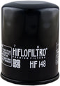 Hiflofiltro Oil Filter 550-0148 for motorcycle engines, showing the cylindrical filter with branded packaging in the image.