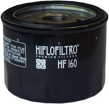 Load image into Gallery viewer, Hiflofiltro Oil Filter 550-0160, a replacement oil filter for motorcycles, showing the black cylindrical filter with brand markings.