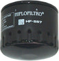 Hiflofiltro Oil Filter 550-0557 for motorcycle engines, showcasing the black cylindrical filter element with Hiflofiltro branding.