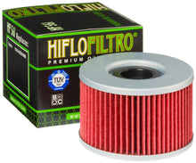 Load image into Gallery viewer, Hiflofiltro Oil Filter 550-0561 for motorcycles, showing the cylindrical filter with brand logo and specifications.