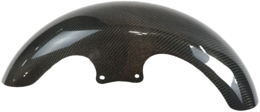 Hofmann carbon fiber mid-length front fender for Harley FLH 1986-2013, 19-inch body fender with sleek carbon fiber finish.