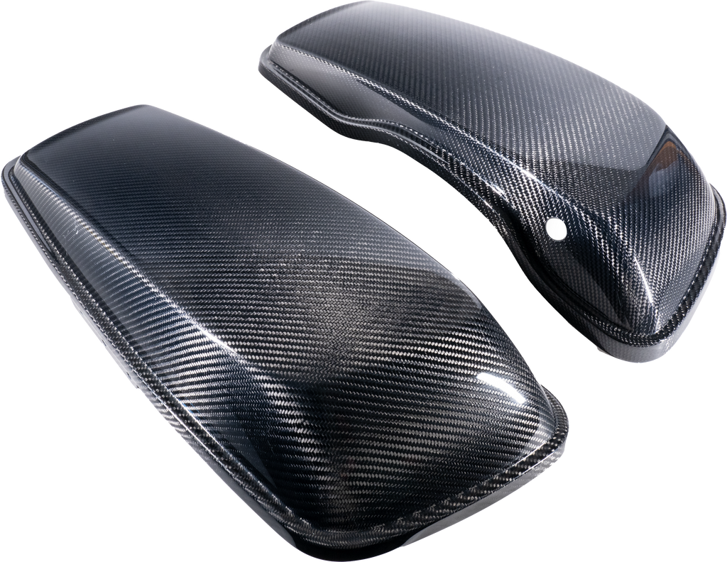 Hofmann carbon fiber saddlebag lids for Harley FLH/Flt models 2014-2023, showing sleek, lightweight body panels with a glossy finish.