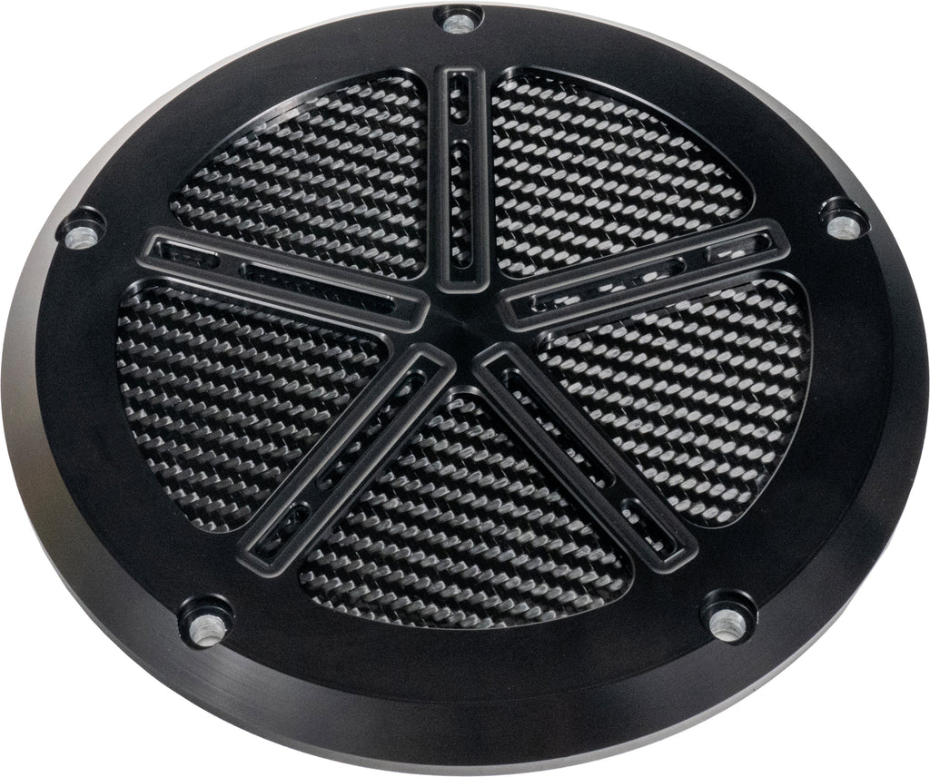 Hofmann M8 Bagger Derby Cover in black for motorcycle engine, with embossed Hofmann logo and sleek finish.